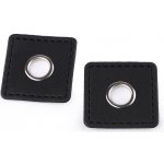 Průchodka s koženkovým čtverečkem k našití, průvlek 10 mm, malé, 5 hnědočerná – Sleviste.cz