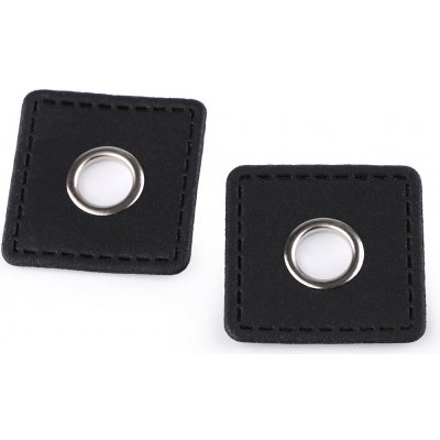 Průchodka s koženkovým čtverečkem k našití, průvlek 10 mm, malé, 5 hnědočerná – Sleviste.cz