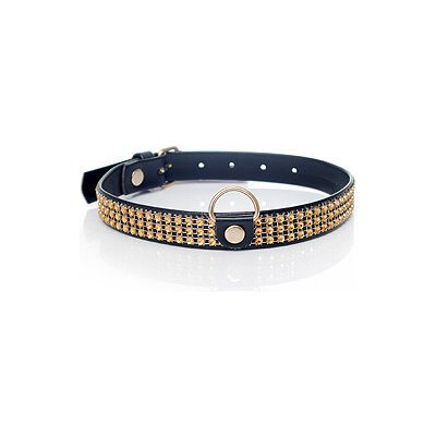 Třpytivý obojek Fetish Boss Series Collar Golden Crystals 2 cm vysoký – Zboží Mobilmania