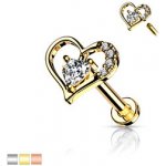 Piercingate labreta srdíčko s kamínky PLA00280 čirá – Zboží Dáma