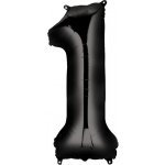 Amscan BALÓNEK FÓLIOVÝ NAROZENINOVÉ ČÍSLO 1 ČERNÝ 86 CM – Hledejceny.cz