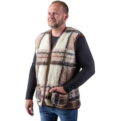 decoDoma pánská vesta z ovčí vlny káro – Hledejceny.cz