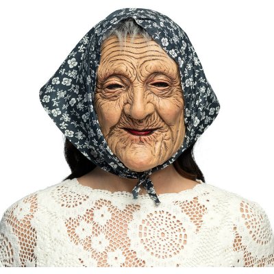 Latexová maska na obličej čarodějnice se šátkem – Zboží Dáma