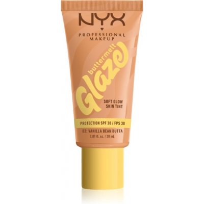 NYX Professional Makeup Buttermelt Glaze rozjasňující tónovací fluid SPF 30 02 Vanilla Bean Butta 30 ml – Sleviste.cz