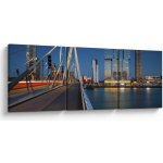 Obraz - Stmívání v Rotterdamu, Holandsko, třídílný 150x50 cm – Hledejceny.cz