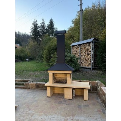 Zahradní krby Jiří Věříš Víceúčelový zahradní krb s udírnou provedení KOMBI 110 cm Bílá Výška podstavce 52 cm – Zboží Dáma