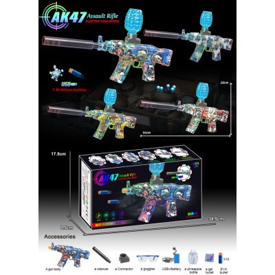 Mamido Mamido Dětská automatická puška AK47 2v1 pěnové náboje a vodní gelové kuličky MT1604 – Sleviste.cz