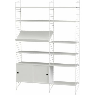 String Policová sestava Living room H, knihovna s úložným prostorem, bílá – Zboží Dáma