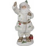 Clayre & Eef Bílá dekorace figurka Santa Claus s pytlem dárků - 14*16*31 cm – Hledejceny.cz