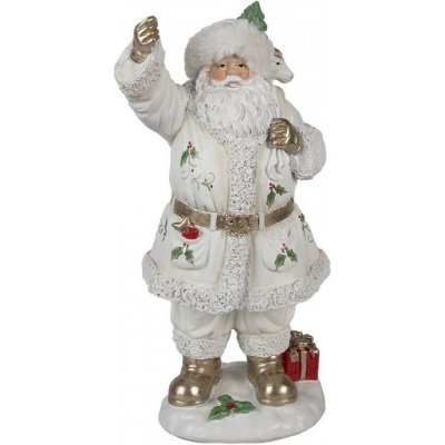 Clayre & Eef Bílá dekorace figurka Santa Claus s pytlem dárků - 14*16*31 cm – Hledejceny.cz