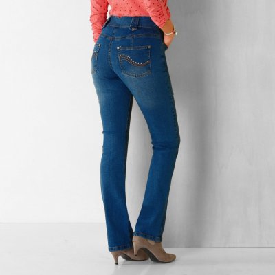Blancheporte Rovné džíny s vysokým pasem vysoká postava modré – Zboží Mobilmania