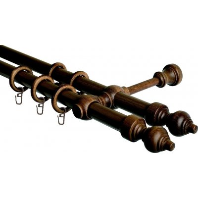 OK-GarnýžeCZ - Garnýž dvouřadá 28mm odstín ořech 330 cm do stěny / kroužky s háčkem – Zboží Mobilmania