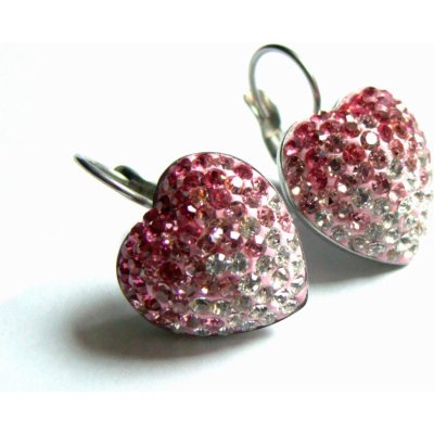 Steel Jewelry náušnice růžové srdce z chirurgické oceli NS160213