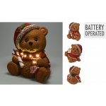 KOOPMAN Figurka medvěda s vánoční čepicí 29 cm a LED světlem (3 varianty) – Hledejceny.cz