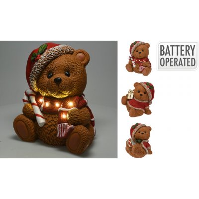 KOOPMAN Figurka medvěda s vánoční čepicí 29 cm a LED světlem (3 varianty) – Hledejceny.cz