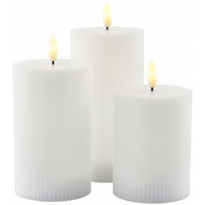 Sirius Sada dobíjecích LED svíček Smilla White 3 ks ø7,5x H10/12,5/15 cm| bílá – Hledejceny.cz