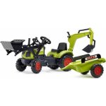 FALK Šlapací traktor Claas Arion 410 s nakladačem rypadlem a vlečkou – Zboží Mobilmania