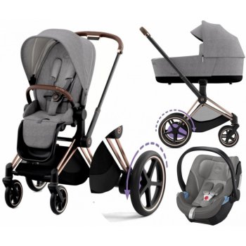 CYBEX Rám e-Priam 2.0 + Seat Pack + Lux Carry Cot + Aton 5 2023 Manhattan Grey Plus