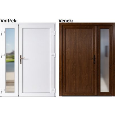 Soft Dvoukřídlé vchodové Plné+Sklo Nisip Zlatý dub/Bílá pravé 150 x 200 cm – Hledejceny.cz