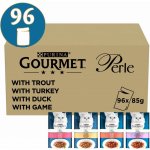 Gourmet Perle vybrané proužky mix s pstruhem krocanem kachnou a zvěřinou 96 x 85 g – Zboží Mobilmania