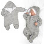 Baby Nellys Teplákový overal s kapucí Teddy šedý – Zboží Mobilmania