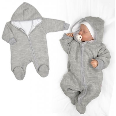 Baby Nellys Teplákový overal s kapucí Teddy šedý – Zboží Mobilmania
