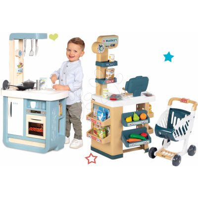 Smoby Set kuchyňka se zvukem Bon Appetit Kitchen Grey s obchodem s potravinami a elektronický skener – Hledejceny.cz