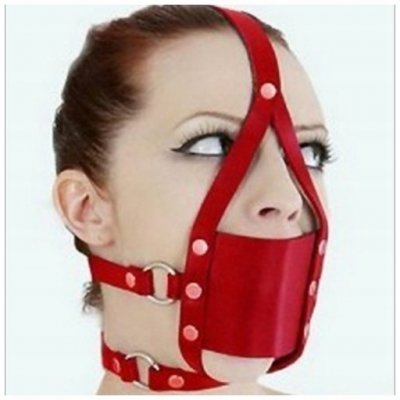 bdsm bondage shop Nastavitelný postroj na hlavu s roubíkem Barva Červená Roubík s měkkou silikonovou kuličkou 40 mm – Zboží Mobilmania