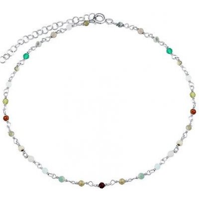 SILVEGO Stříbrný řetízek na nohu arika s mixem pravých kamenů INS1009AMXS – Sleviste.cz