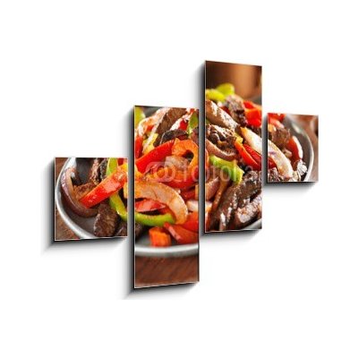 Obraz 4D čtyřdílný - 120 x 90 cm - mexican food - beef fajitas and bell peppers mexické jídlo