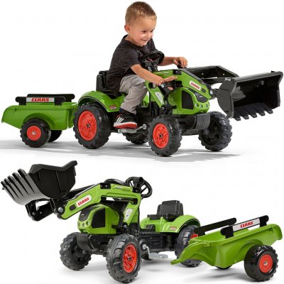 FALK Šlapací traktor Claas Arion 410 s nakladačem rypadlem a vlečkou – Zboží Dáma