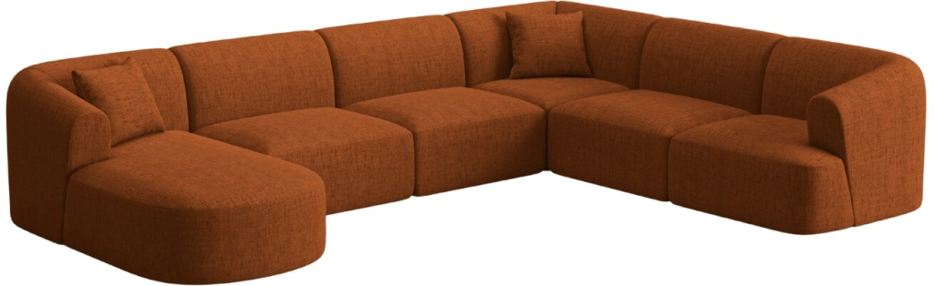 Cosmopolitan Design Rohová pohovka Campi Terakotově oranžová čalouněná 330 cm pravá