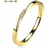 Prsteny Šperky Eshop Prsten z oceli ve zlatě čiré zirkony tečky V16.01