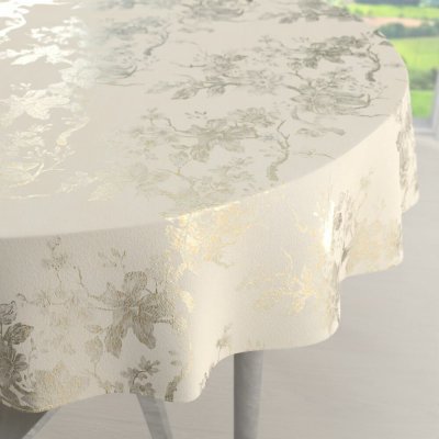 Biante Velký sametový kulatý ubrus Isabela Flower IBL-022 Zlaté květy na smetanovém Ø 160 cm – Hledejceny.cz