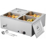 Komerční ohřívač jídla VEVOR, elektrický ohřívač jídla v parním hrnci z nerezové oceli s výkonem 1500 W a víkem, 4pánvový rychloohřívací stojan na bufet s polévkou a perforovanými naběračkami, pro cat – Zboží Dáma