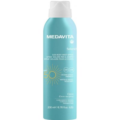 Medavita SOLARICH Sprej SPF50 tělová parfémovaná mlha ultra lehká textura 200 ml – Sleviste.cz
