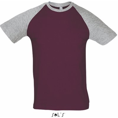 SOL'S pánské bavlněné tričko s raglánovými rukávy FUNKY Grey Melange Burgundy – Zboží Mobilmania