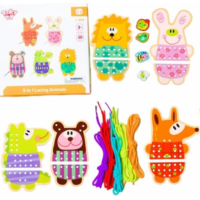 Tooky Toy arkádová hra Zvířátka na šněrování 5v1 – Zboží Dáma