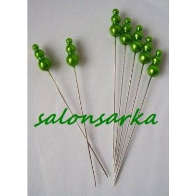 Špendlík se třemi perličkami - zelená – Zboží Mobilmania