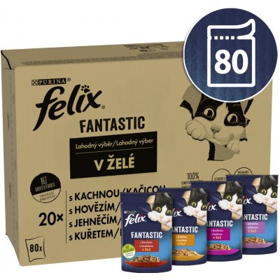 Felix Fantastic s hovězím kuřetem kachnou jehněčím v želé 80 x 85 g – Hledejceny.cz