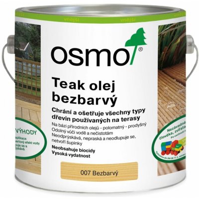 Osmo 007 Terasový teakový olej 2,5 l bezbarvý – Hledejceny.cz