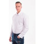 Pánská luxusní lesklá košile s manžetovými knoflíčky slim fit VS-PK-1712 bílá – Zboží Dáma