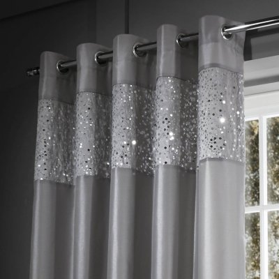 Catherine Lansfield Šedé závěsy v sadě 2 ks 168x229 cm Glitzy Sequin – Catherine Lansfield – Zboží Mobilmania