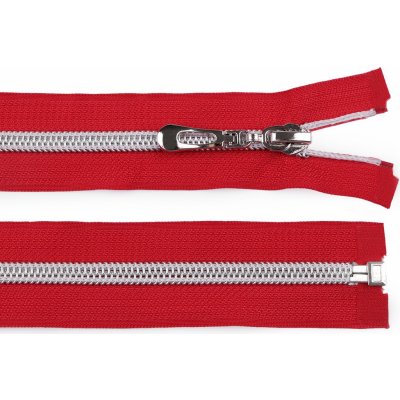 Spirálový zip No 7 délka 65 cm se stříbrnými zoubky, malé, 148 červená – Hledejceny.cz
