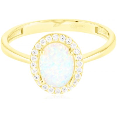 Gemmax Jewelry Zlatý prsten s opálem a zirkony GLRYO-60-30621