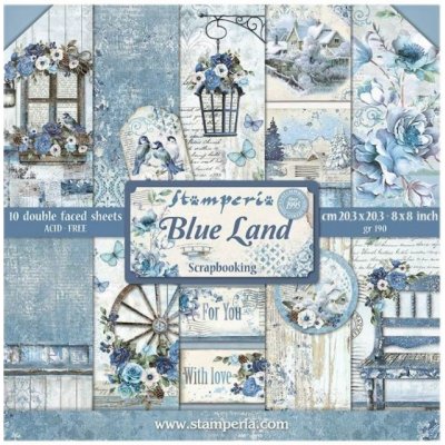 Stamperia Sada oboustranných papírů 20x20cm Blue Land (10ks) – Sleviste.cz