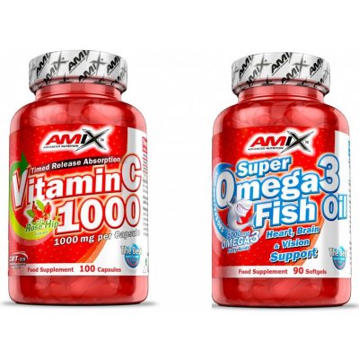 Amix Vitamin C 1000 mg 100 kapslí + Super Omega 3 90 kapslí – Hledejceny.cz