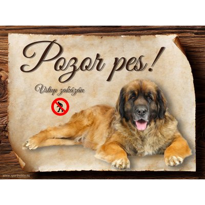 Sport hobby Cedulka Leonberger Pozor pes zákaz 15 x 11 cm – Zbozi.Blesk.cz