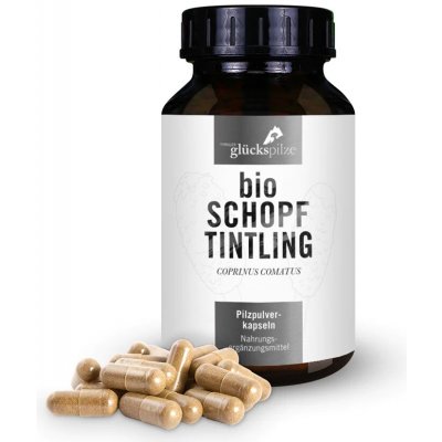 Tyroler Glückspilze Hnojník obecný Prášek Bio Coprinus Comatus Organic Powder kapsle 120 ks – Hledejceny.cz