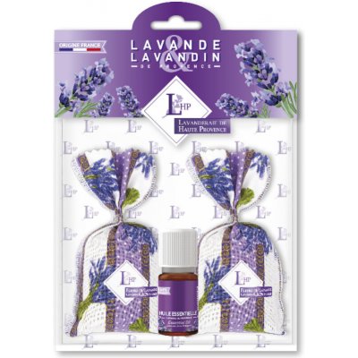 Lavanderaie de Haute Provence Levandule & Levandin Sada 2× vonný pytlík + 1× esenciální olej Levandin 10 ml – Hledejceny.cz